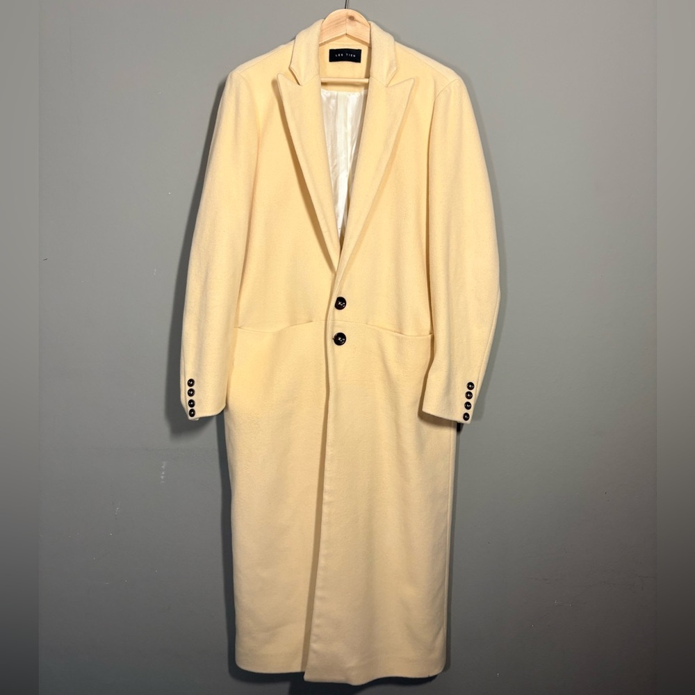 LES TIEN Black Label Cashmere Car Unisex Coat in Canary - Picture 5 of 16